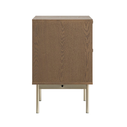 Table de chevet Richmond Ridged à 2 tiroirs, frêne foncé