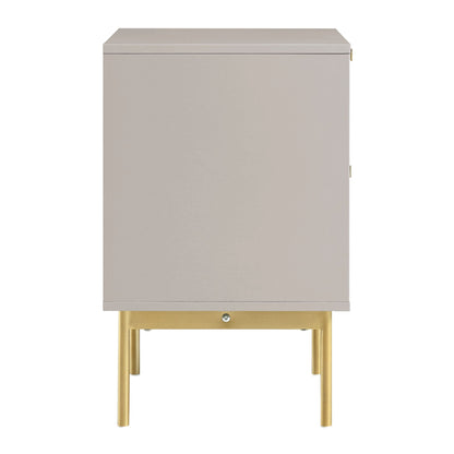 Table de chevet Richmond Ridged à 2 tiroirs, taupe mat