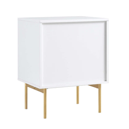 Table de chevet Richmond Ridged à 2 tiroirs, blanc mat
