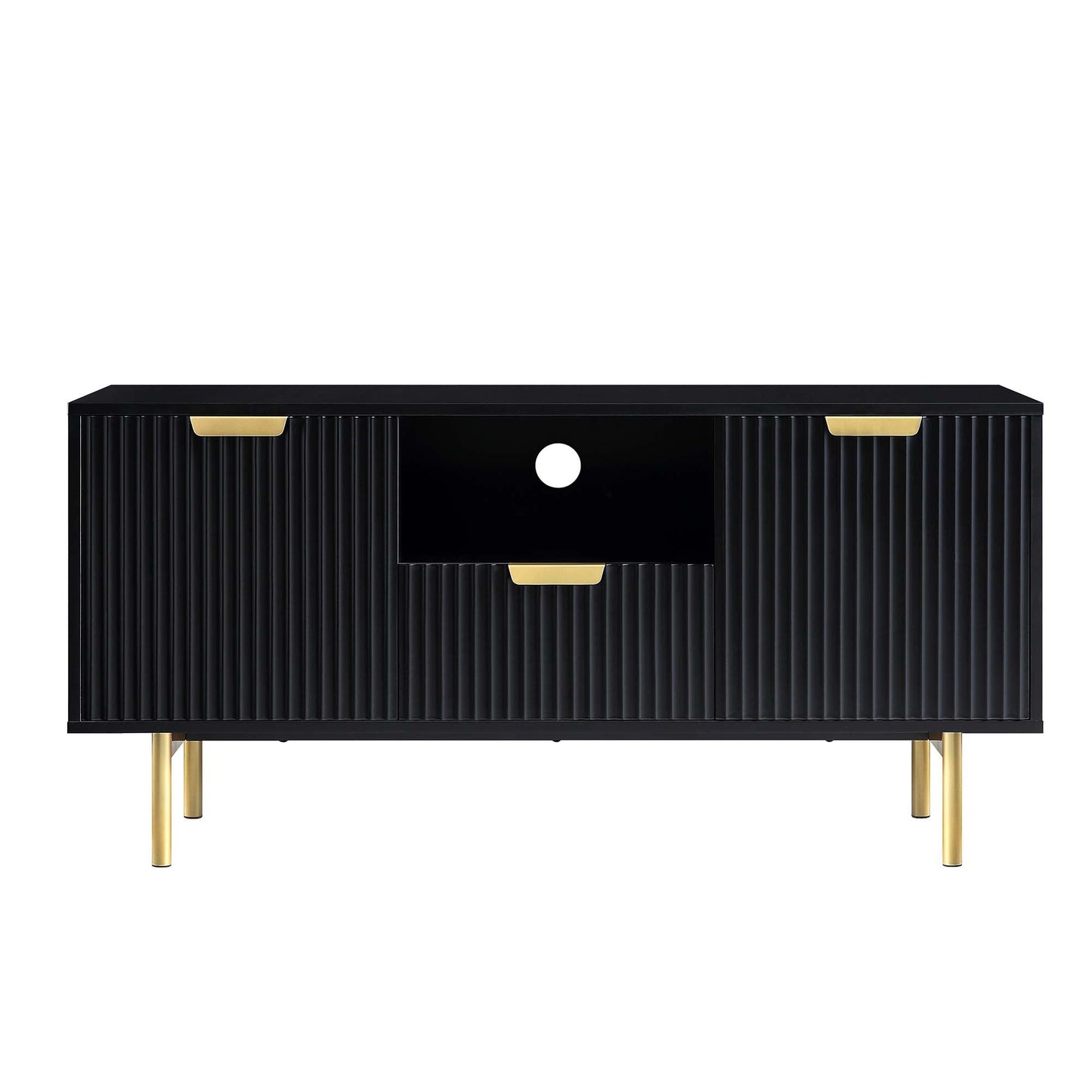 Meuble TV Richmond Ridged, noir mat