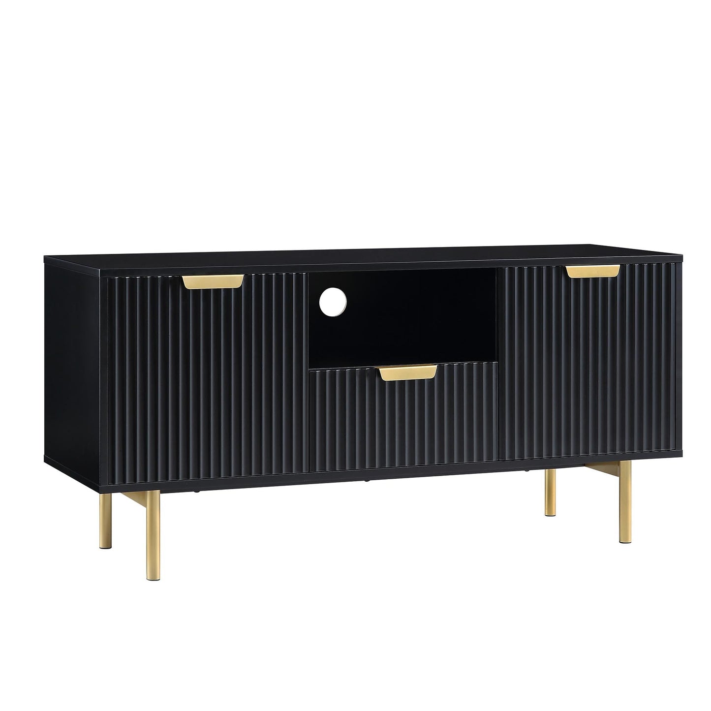 Meuble TV Richmond Ridged, noir mat
