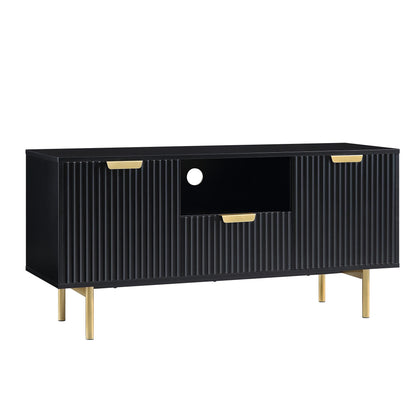 Meuble TV Richmond Ridged, noir mat