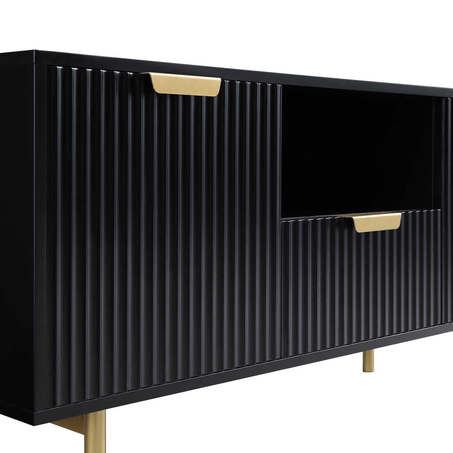 Meuble TV Richmond Ridged, noir mat