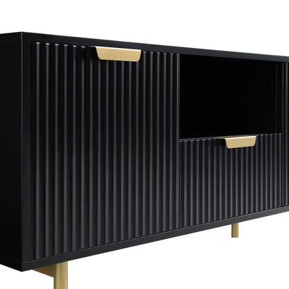 Meuble TV Richmond Ridged, noir mat