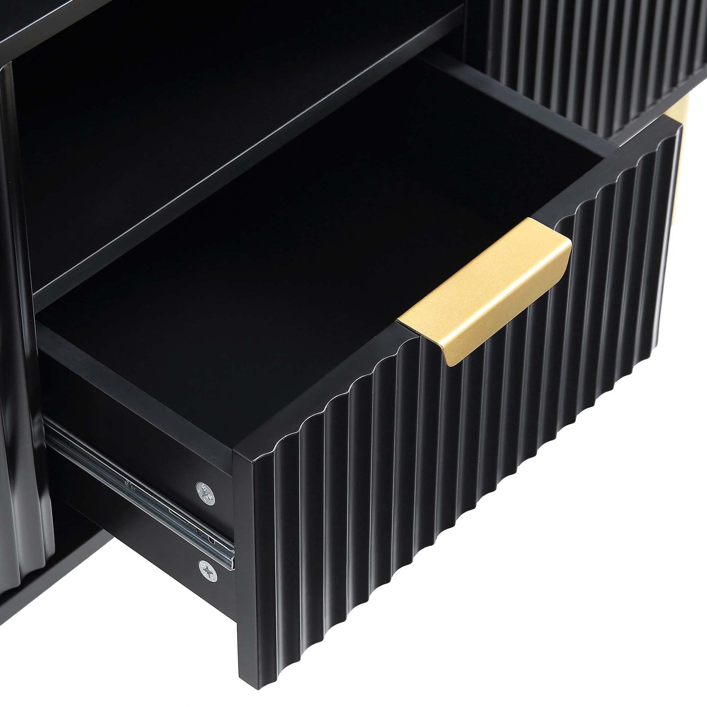 Meuble TV Richmond Ridged, noir mat