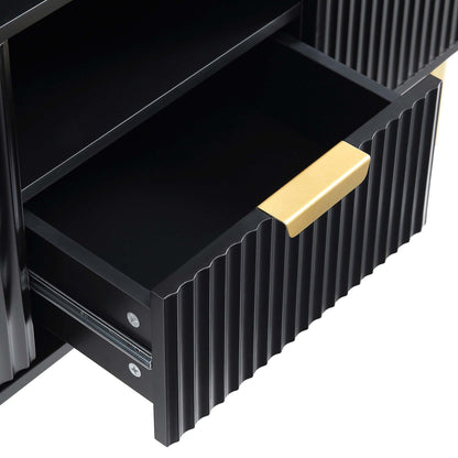 Meuble TV Richmond Ridged, noir mat
