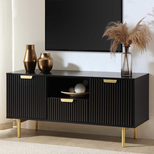 Meuble TV Richmond Ridged, noir mat