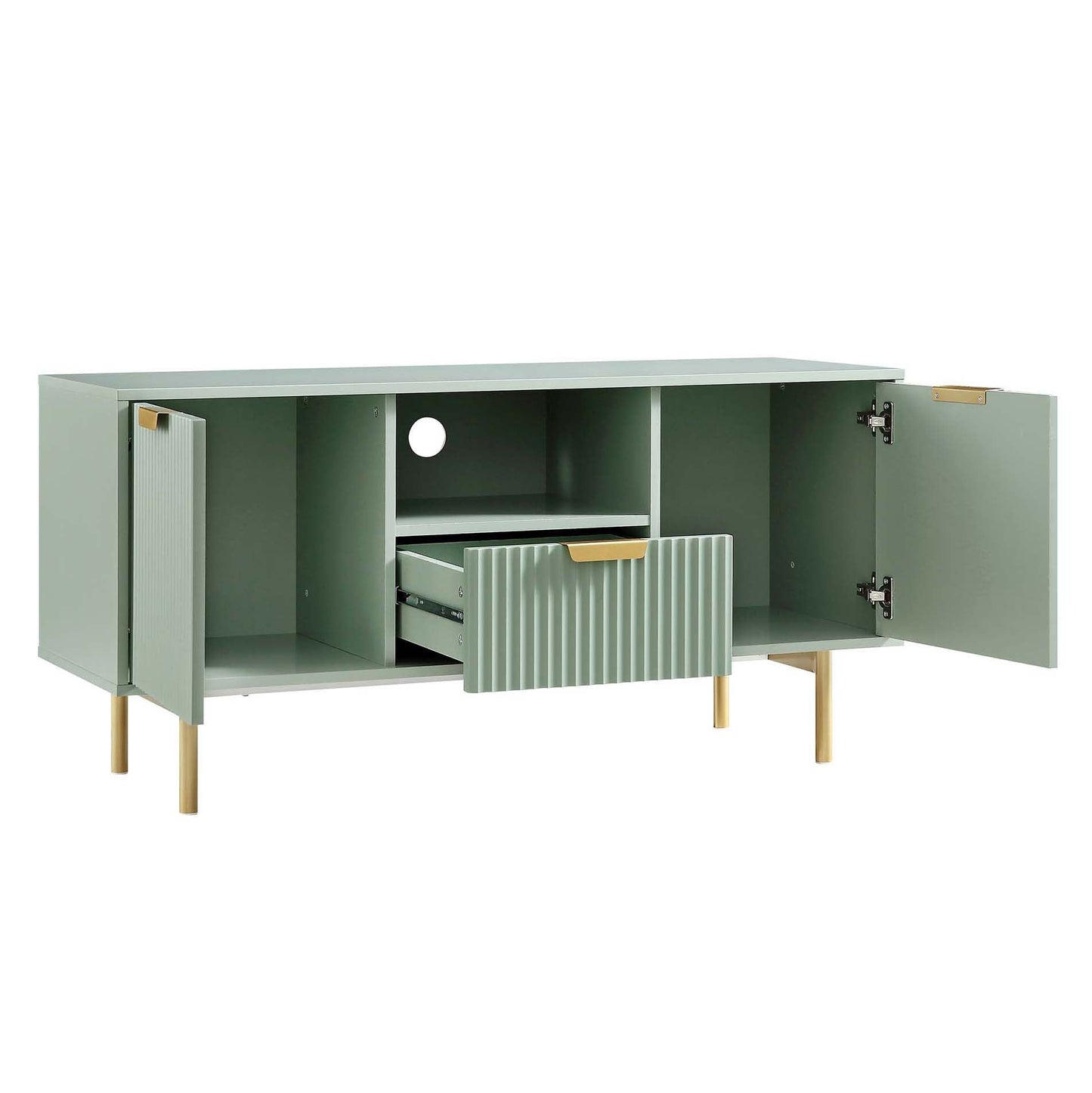 Meuble TV Richmond Ridged, vert sauge mat