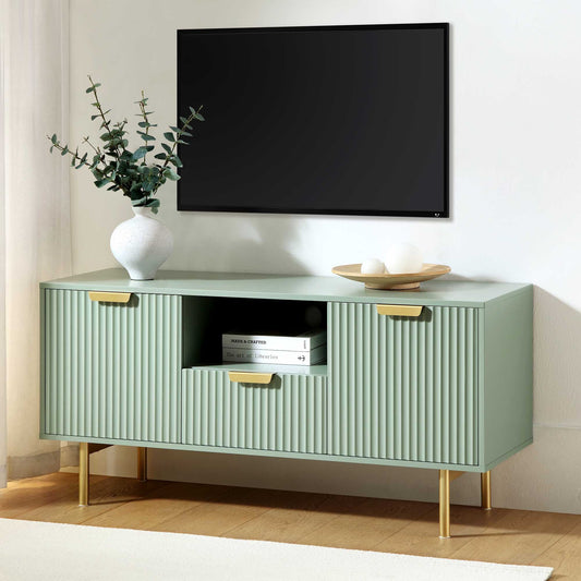 Meuble TV Richmond Ridged, vert sauge mat