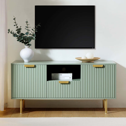 Meuble TV Richmond Ridged, vert sauge mat