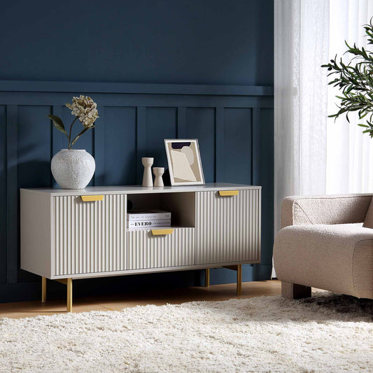 Meuble TV Richmond Ridged, taupe mat