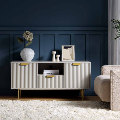 Meuble TV Richmond Ridged, taupe mat