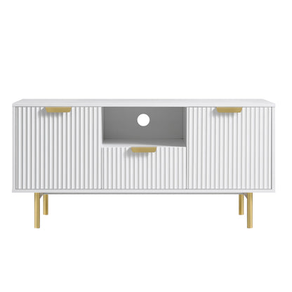 Meuble TV Richmond Ridged, blanc mat