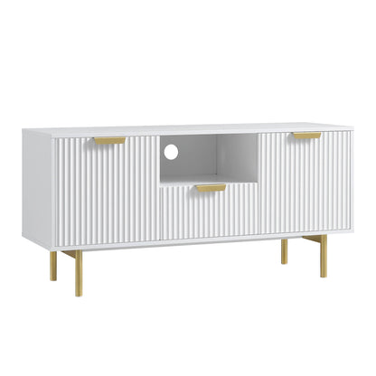 Meuble TV Richmond Ridged, blanc mat