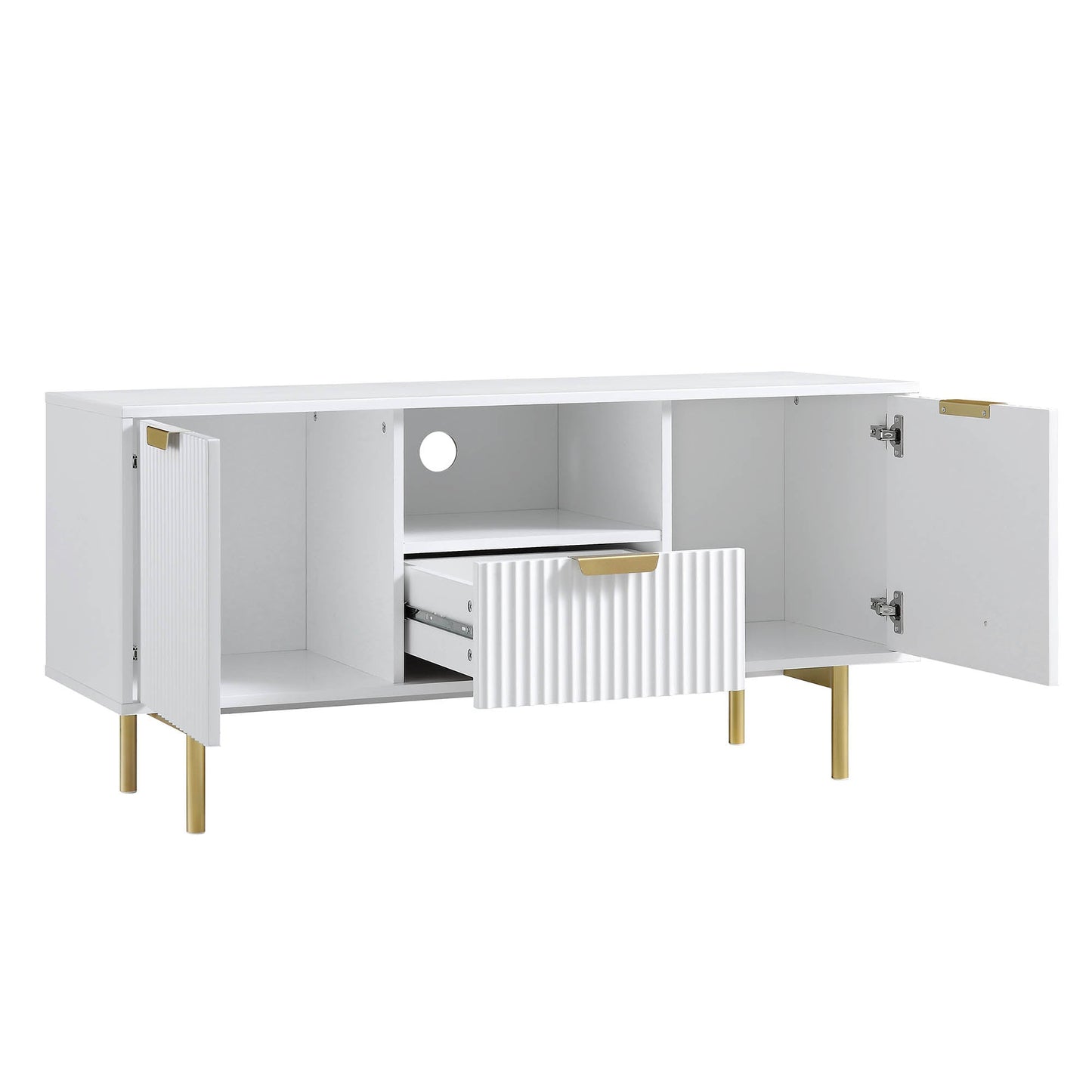 Meuble TV Richmond Ridged, blanc mat
