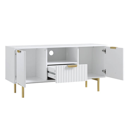 Meuble TV Richmond Ridged, blanc mat