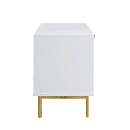 Meuble TV Richmond Ridged, blanc mat