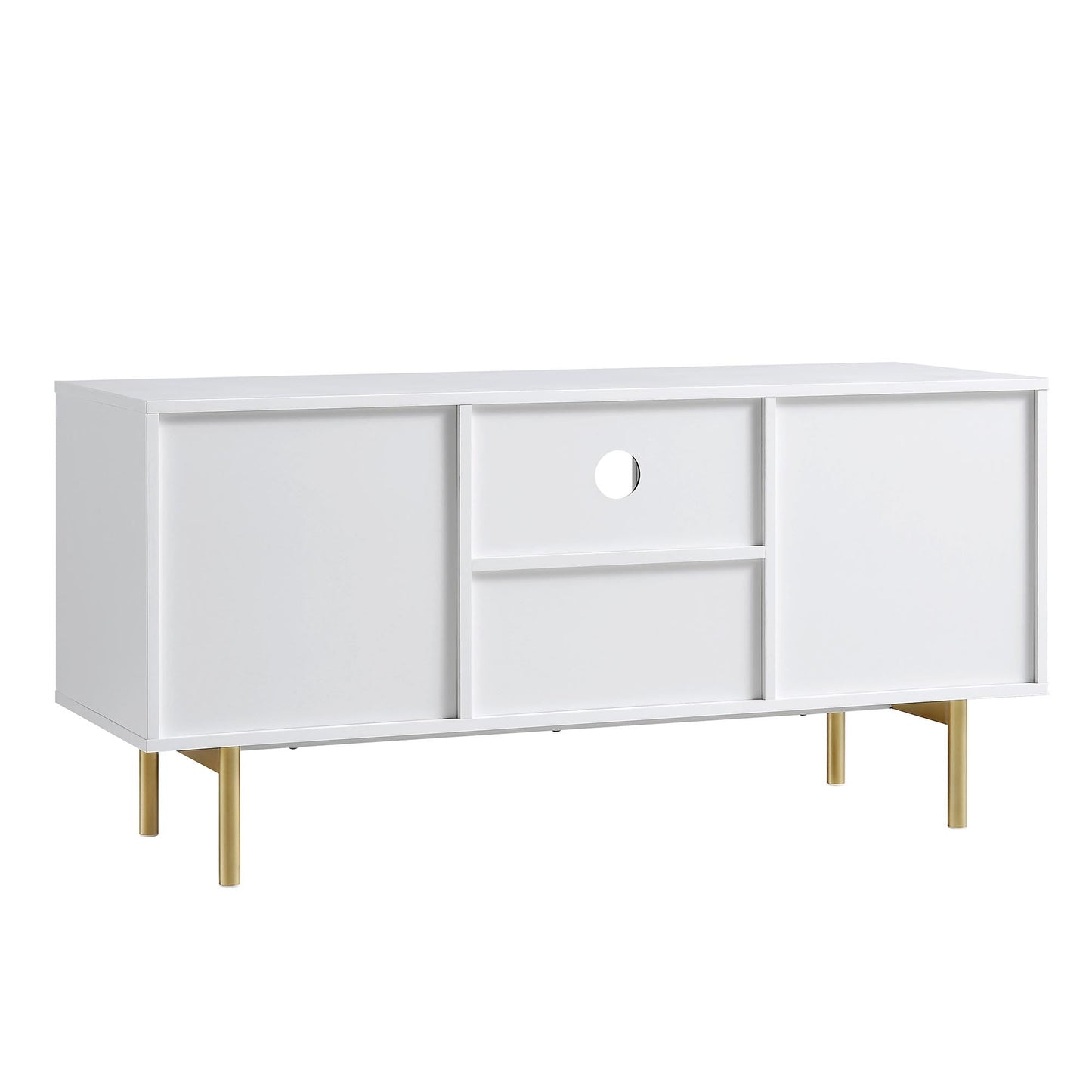 Meuble TV Richmond Ridged, blanc mat