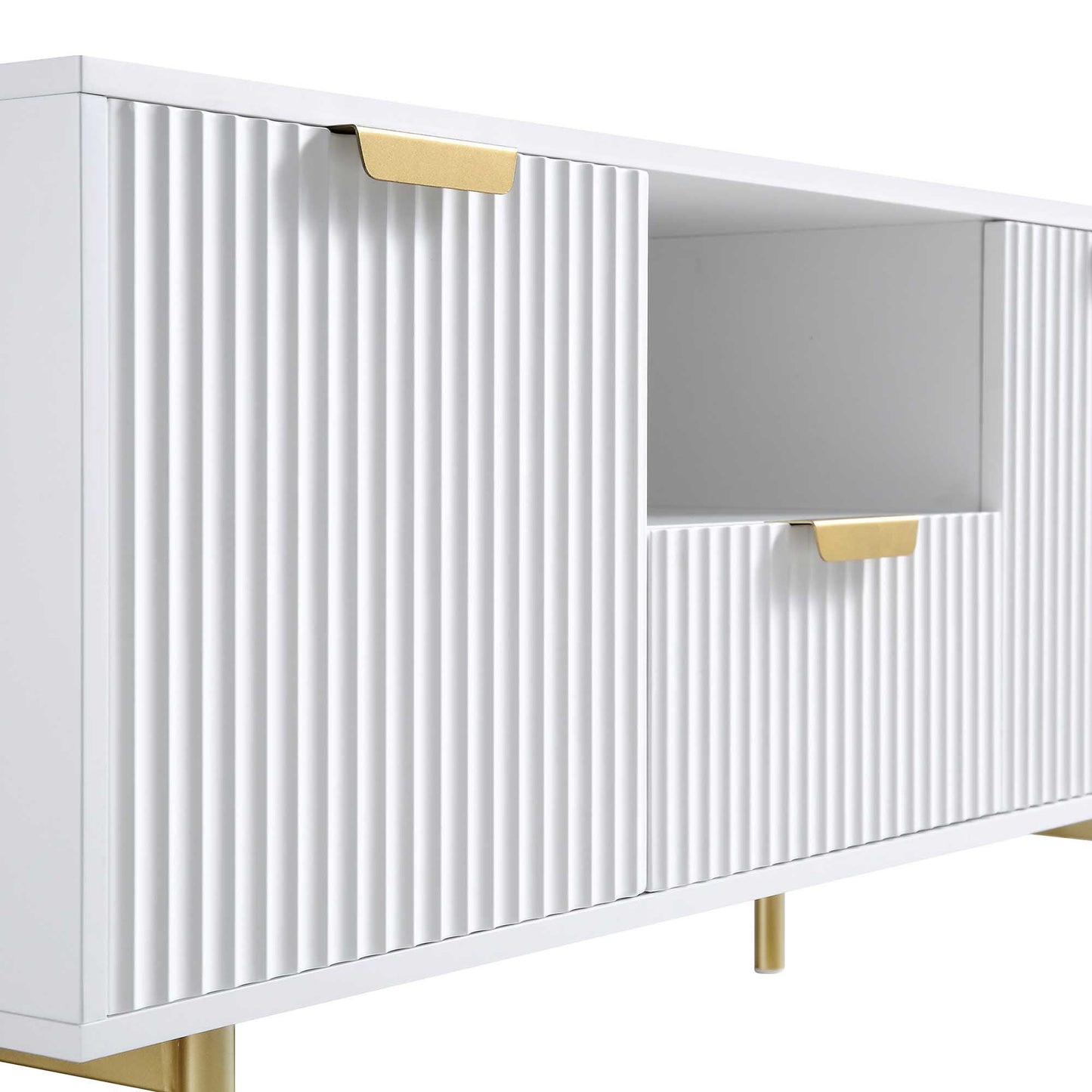 Meuble TV Richmond Ridged, blanc mat