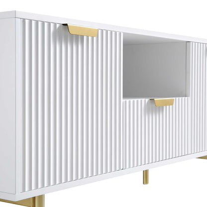 Meuble TV Richmond Ridged, blanc mat