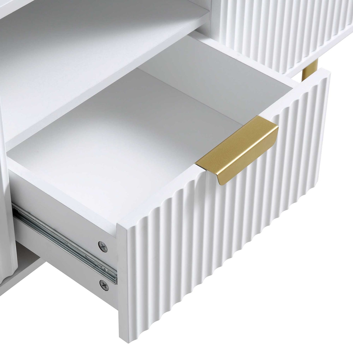 Meuble TV Richmond Ridged, blanc mat