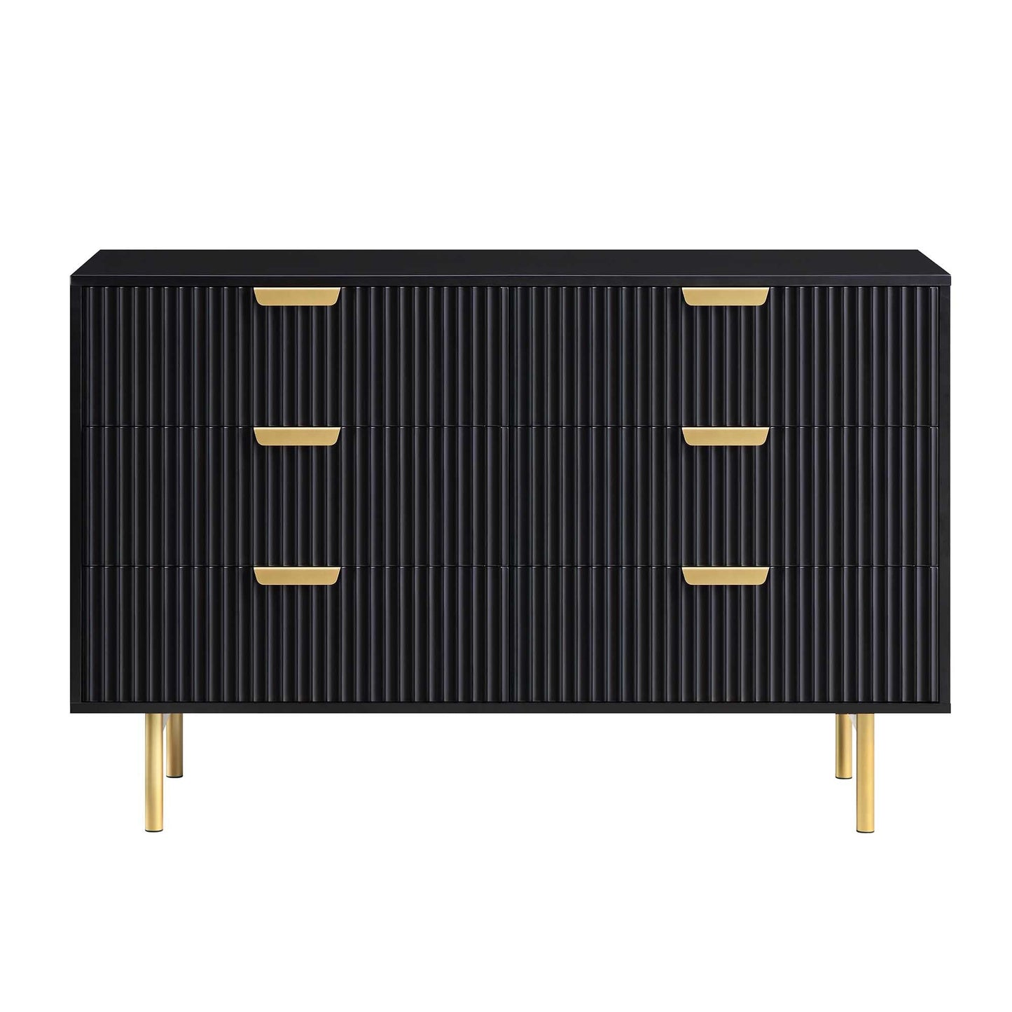 Commode large Richmond Ridged à 6 tiroirs, noir mat