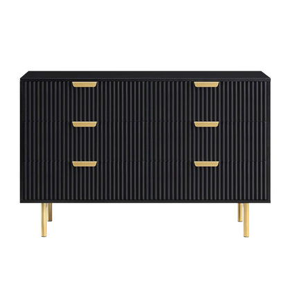Commode large Richmond Ridged à 6 tiroirs, noir mat