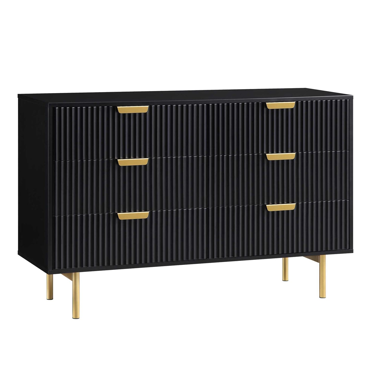 Commode large Richmond Ridged à 6 tiroirs, noir mat