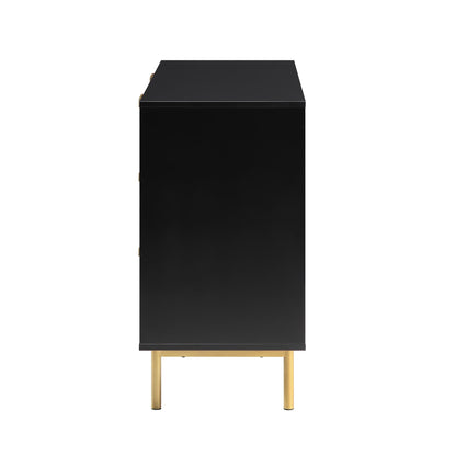 Commode large Richmond Ridged à 6 tiroirs, noir mat