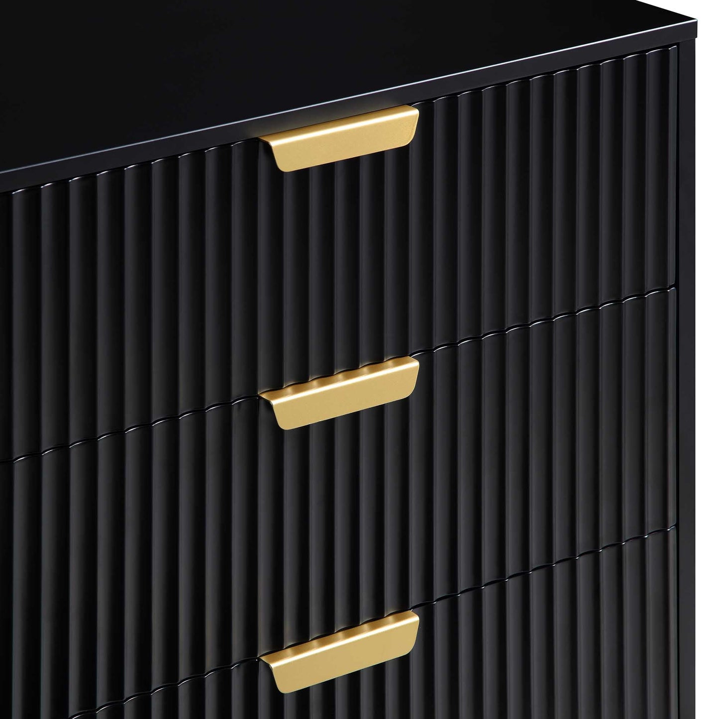 Commode large Richmond Ridged à 6 tiroirs, noir mat