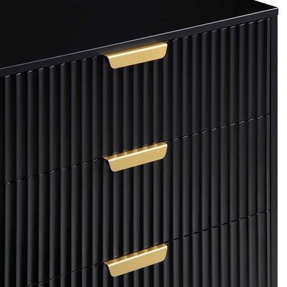 Commode large Richmond Ridged à 6 tiroirs, noir mat