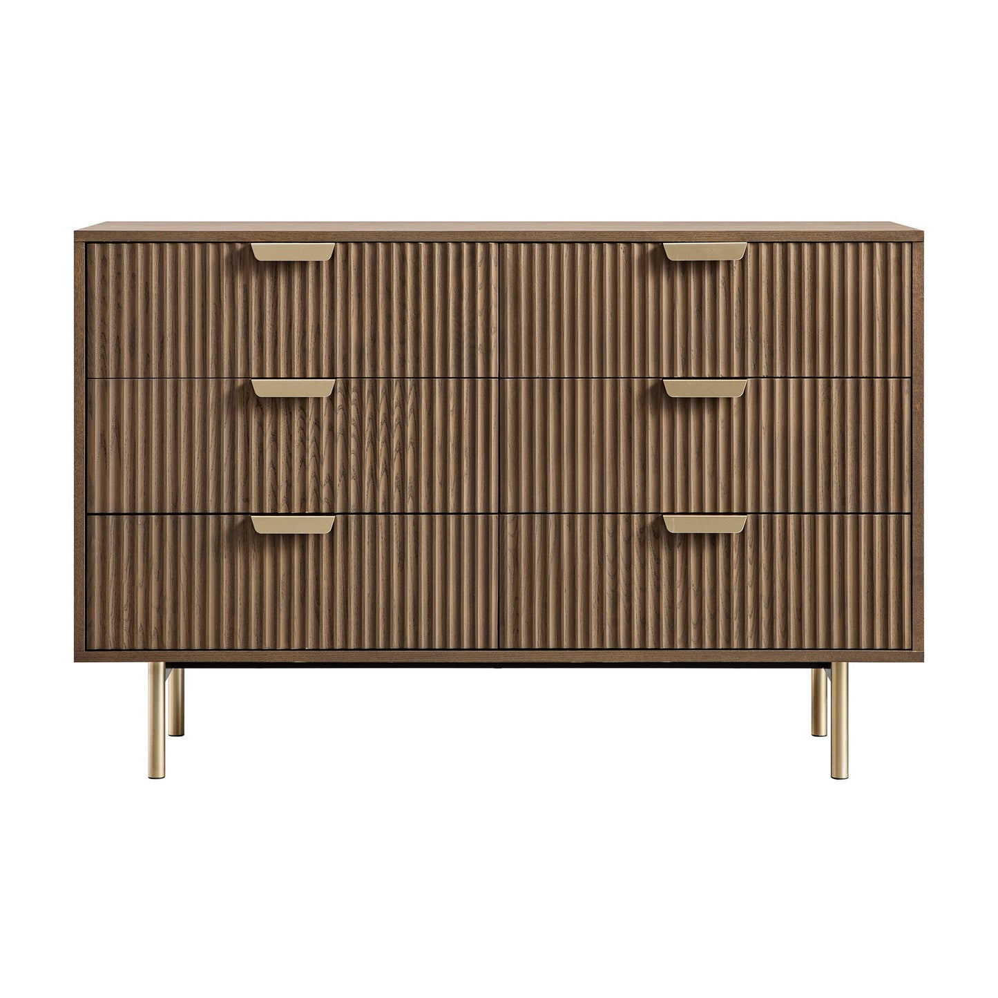 Commode large Richmond Ridged à 6 tiroirs, frêne foncé
