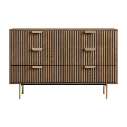 Commode large Richmond Ridged à 6 tiroirs, frêne foncé