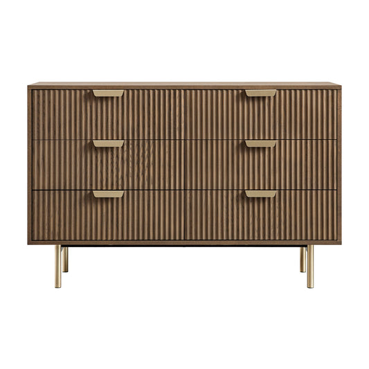 Commode large Richmond Ridged à 6 tiroirs, frêne foncé