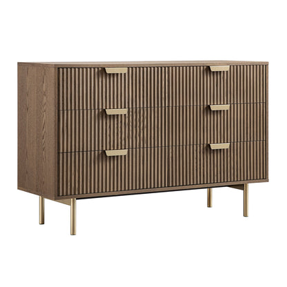 Commode large Richmond Ridged à 6 tiroirs, frêne foncé