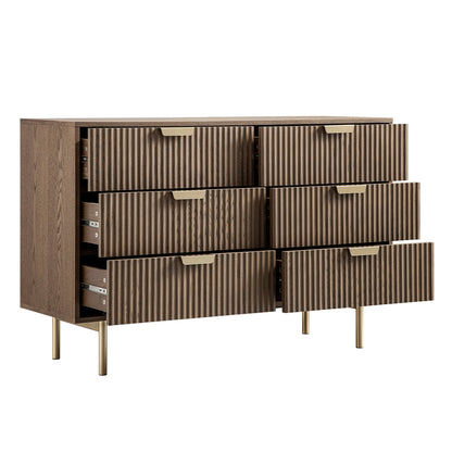 Commode large Richmond Ridged à 6 tiroirs, frêne foncé