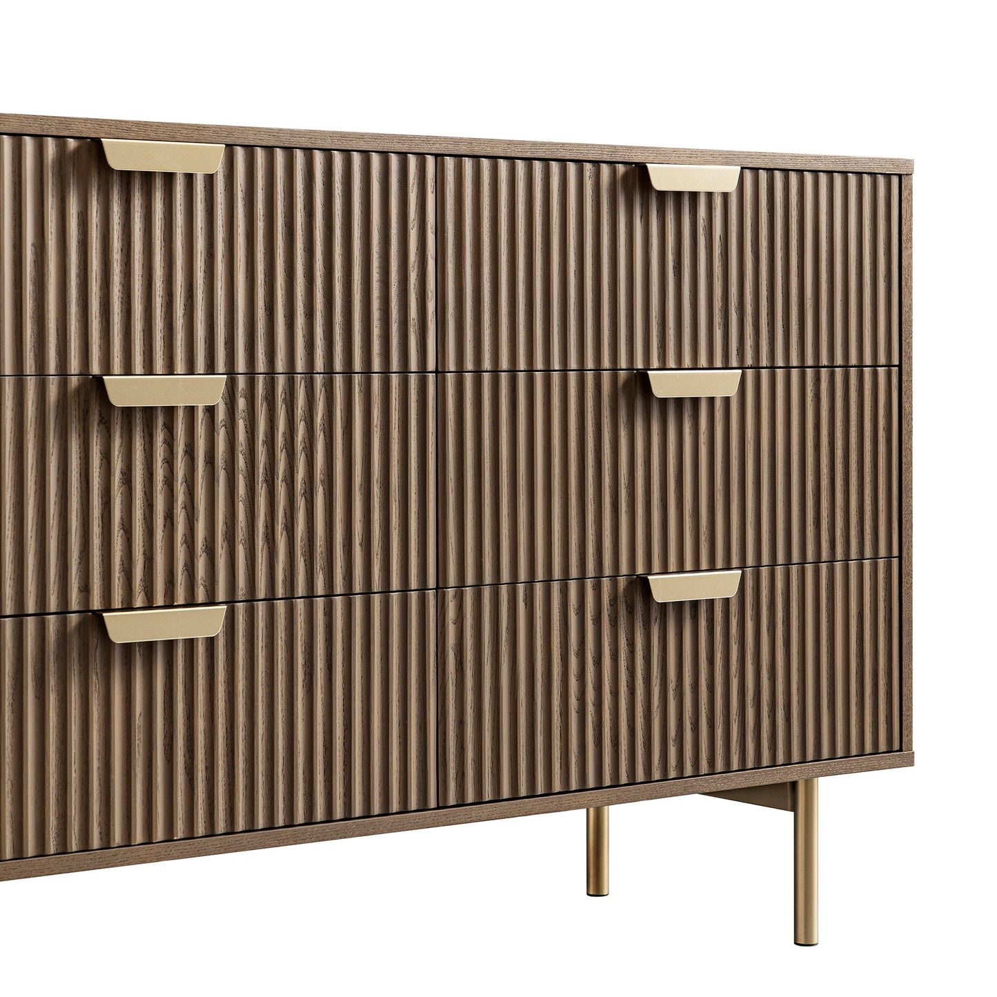 Commode large Richmond Ridged à 6 tiroirs, frêne foncé