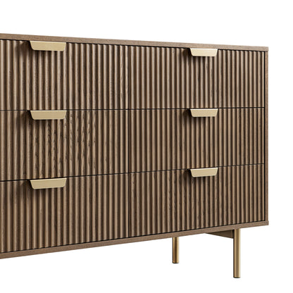 Commode large Richmond Ridged à 6 tiroirs, frêne foncé