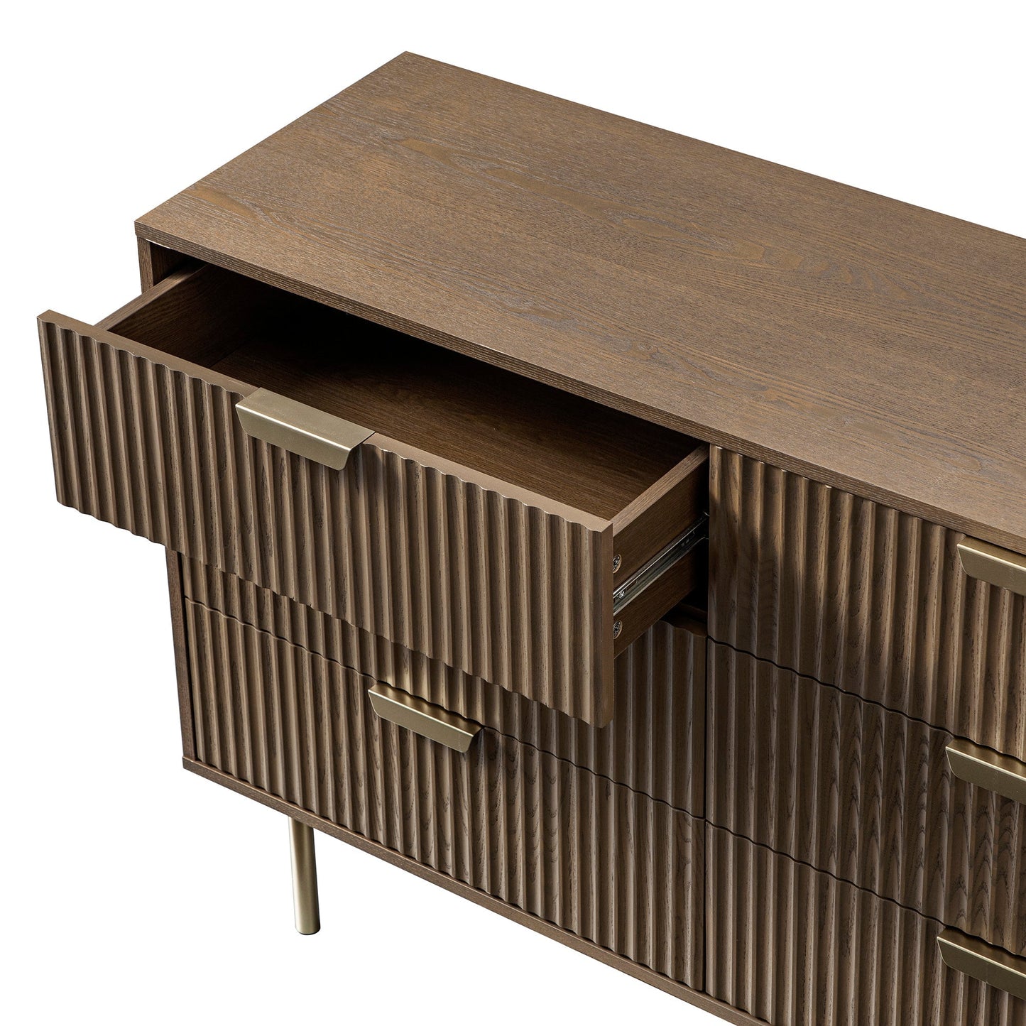 Commode large Richmond Ridged à 6 tiroirs, frêne foncé