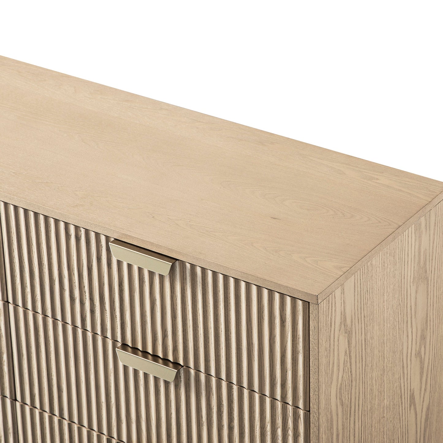 Commode large Richmond striée à 6 tiroirs, frêne clair