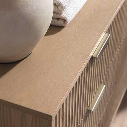 Commode large Richmond striée à 6 tiroirs, frêne clair