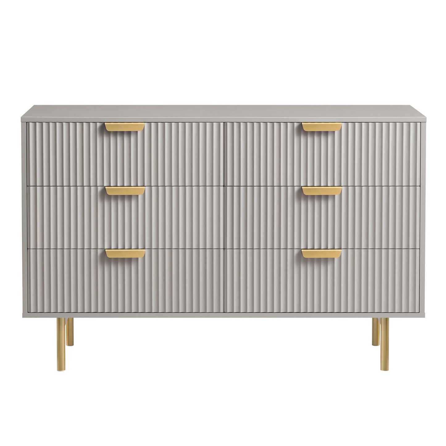 Commode large Richmond Ridged à 6 tiroirs, taupe mat