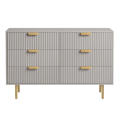 Commode large Richmond Ridged à 6 tiroirs, taupe mat