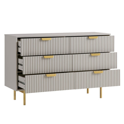 Commode large Richmond Ridged à 6 tiroirs, taupe mat