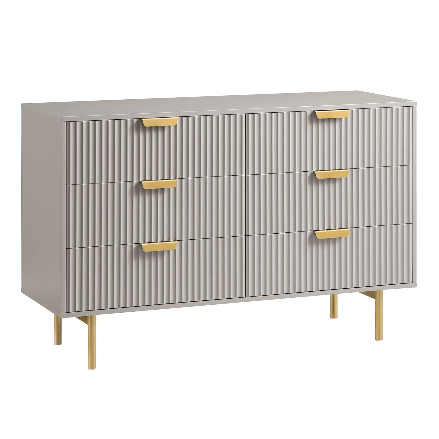 Commode large Richmond Ridged à 6 tiroirs, taupe mat
