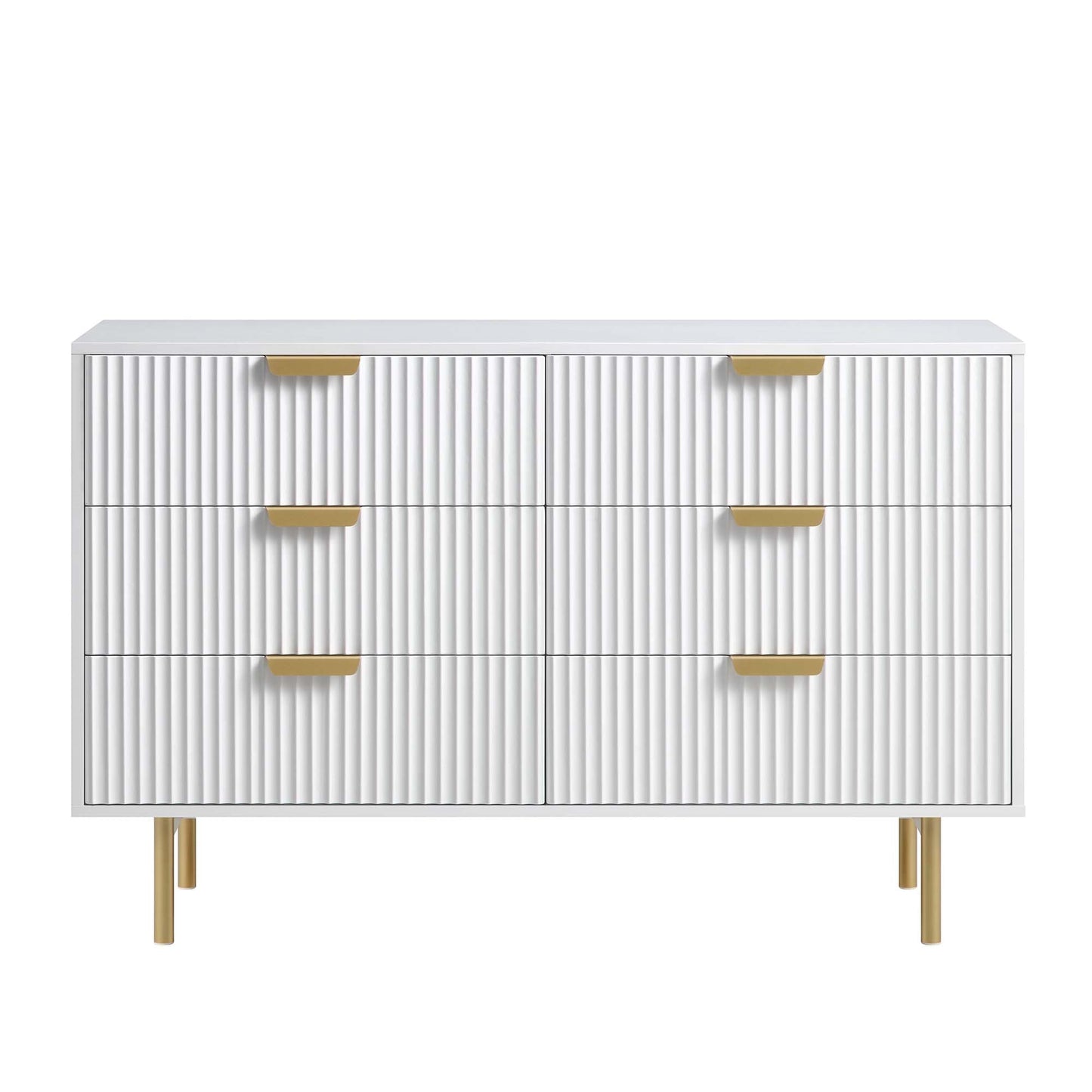 Commode large Richmond Ridged à 6 tiroirs, blanc mat
