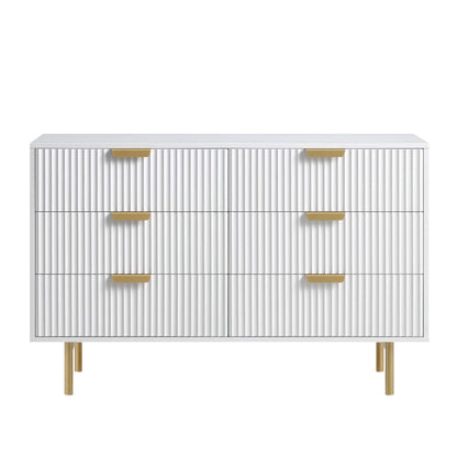 Commode large Richmond Ridged à 6 tiroirs, blanc mat