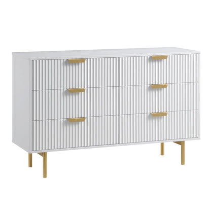 Commode large Richmond Ridged à 6 tiroirs, blanc mat