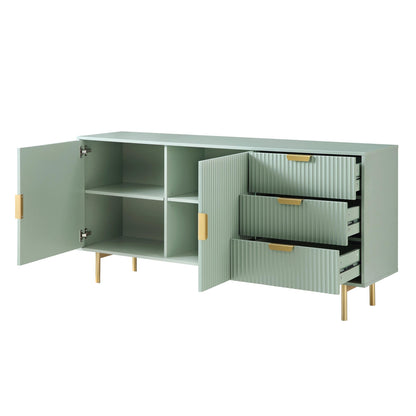 Grand buffet strié Richmond, vert sauge mat