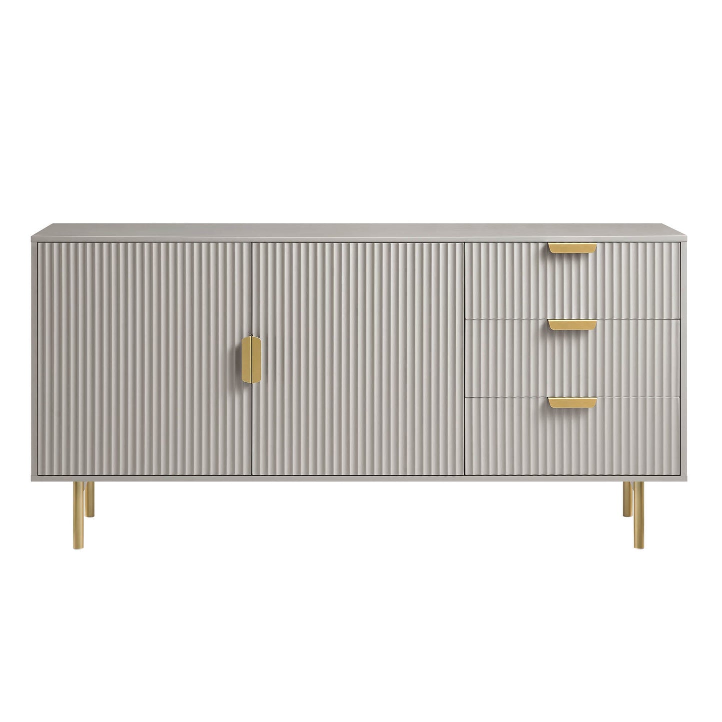 Grand buffet strié Richmond, taupe mat